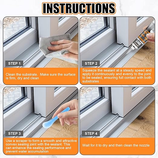 JAOJAO Gray Caulk, Waterproof Gray Silicone Caulk Excellent Adhesion Long-Lasting Flexibility Stable Performance Widely Applicable for Kitchen Sinks Bathrooms Doors and Windows, 100ml