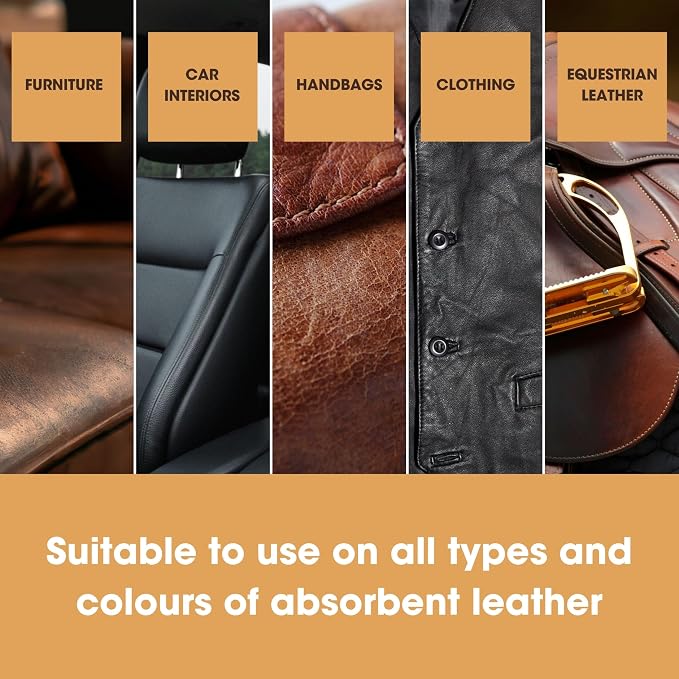 Furniture Clinic Leather Easy Restoration Kit | with Leather Recoloring Balm, Cleaner, Sponge, and Cloth | Leather Repair Kit for Scratched and Faded Furniture (Tan)