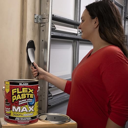 Flex Paste, Waterproof Paintable Putty, Spackle Sealant, Fill Gaps Cracks Holes - Block Out Water and Air - UV Resistant - Walls, Drywall, EPDM, Concrete, Roof, RV Repairs, Black, MAX