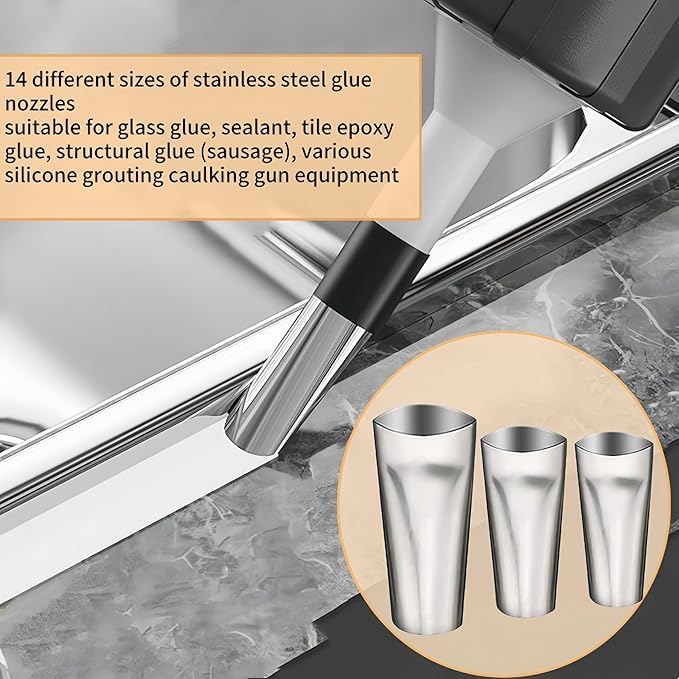 Caulk Finisher Kit Stainless Steel Caulking Nozzle Tips Reusable Caulking Nozzle Coating Caulking Tool Kit Replacement 14pc