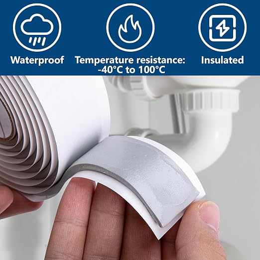 79 x 1 Inches Moldable Silicone Putty, 5mm Thick Waterproof Butyl Seal Putty Tape, Gray Insulating Duct Seal Puttys Tape for Pipe Gap Wall Repair