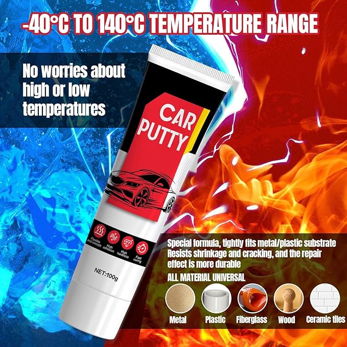 Auto Body Filler, Car Scratch Repair Kit, 100g Car Filler & 10g Hardener, Sandpaper, Scraper, Harden without Cracking, Quick-Drying Suit for Car, Boat, Metal, Fibreglass Paint Scratch Removal Repairs