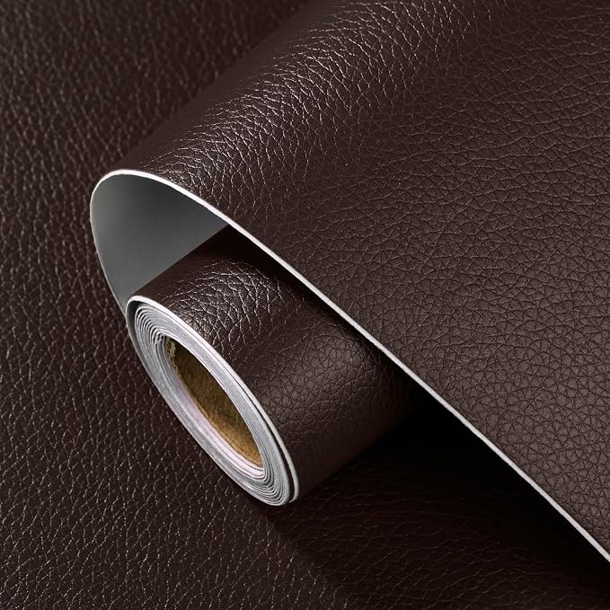 Leather Repair Patch 15.7x80 inch Large Self-Adhesive Vinyl DIY Leather Repair Kit for Sofa Car Seats Chairs Shoes Bags Damaged Furniture (Deep Brown)