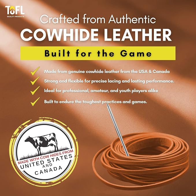 TOFL Softball and Baseball Glove Lace Kit | Mitt Lace Glove Repair Lacing Kit | 2 Leather Laces with Lacing Needle for Catchers Glove