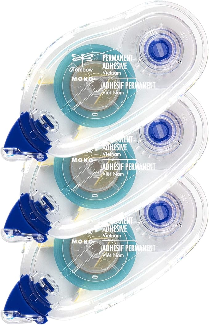 Tombow 62207 MONO Permanent Adhesive Refills, 3-Pack. Easy to Use Refills for a Strong, Instant Bond