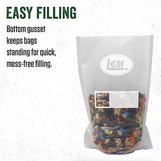 LEM Products MaxVac Stand & Fill Vacuum Sealer Bags, BPA-Free, Puncture-Resistant, 11 x 16 Inches, 20 Count