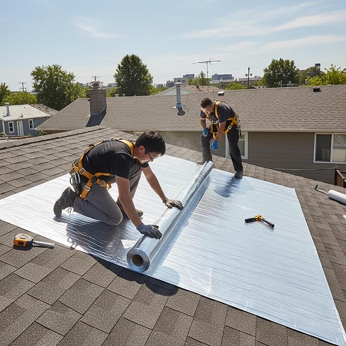 Waterproofing Membrane 39.6in x 196.9in Self-Adhesive Roofing Felt, Bitumen Waterproof Repair Tape Roof Underlayment Protector Roll Patch Seal Tape Roof Cladding for Roof Leak (3.3x16.4ft)