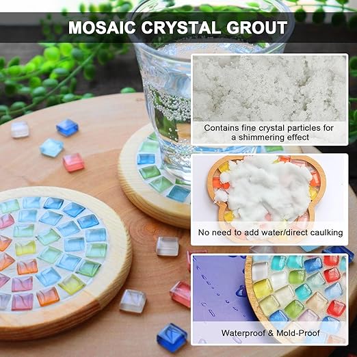 White Mosaic Crystal Grout 200g, No Need to add Water, Direct caulking, Mosaics Tile Tools, Mosaic Crystal Sealant for All Tiles & Surfaces