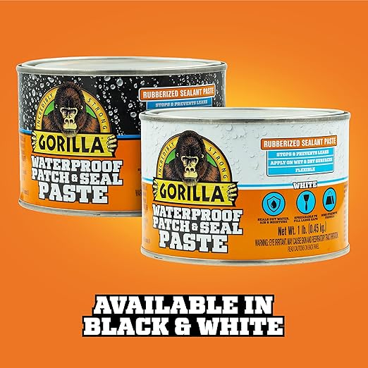 Gorilla Waterproof Patch & Seal Rubberized Sealant Paste; White; 1lb Can (Pack of 1)