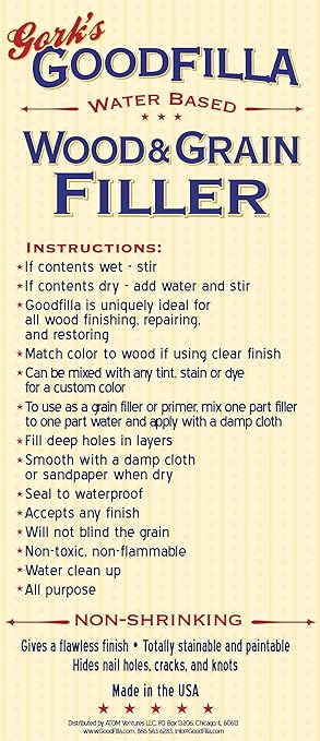 Goodfilla Mahogany, 1 Gallon (13.5lbs), Wood and Grain Filler, Stainable, Tintable, Sandable, Sandable, Zero Waste, Non-Toxic, USA Made