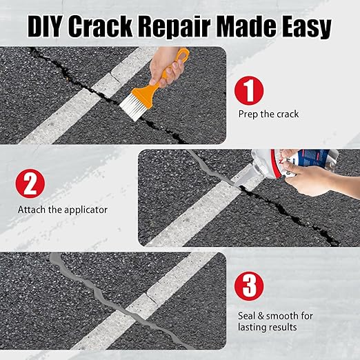 Concrete Crack Filler, Waterproof Cement Sealant, Flexible Caulking Glue, for Outdoor Driveway, Walkway, Patio, Wall and Foundation Cracks (4 Pack)
