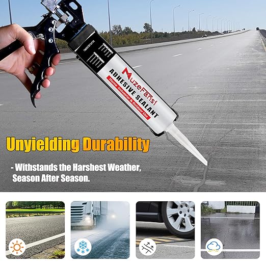 Cement Crack Filler, Concrete Crack Repair Sealant,Flexible Self-Leveling Sealant for Horizontal Surfaces, 10.1 fl. oz (4 Pack, Gray)