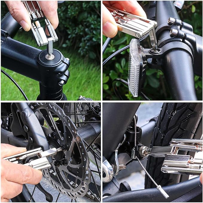HAUTMEC 9 in 1 Bike Multitool, Mini Bike Repair Tool Kit for Road and Mountain Bikes, Lightweight Stainless Steel Bike Tool With 2/3/4/6mm Inner Hexagon and Phillips Screwdriver Multitool HT0418-BT