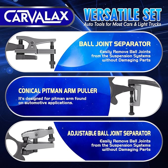 CARVALAX 3-in-1 Ball Joint Separator, Front End Service Tool Kit for Tie Rob Removal, Pitman Arm Puller, Cars SUVs Pickup Trucks Automotive Tools