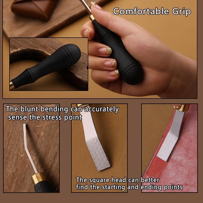 DIUDUS Leather Rougher, Leather Roughing Tool, Leather Edge Detail Rougher Roughing Leather Surface Polish File Tool with Ergonomic Handle Leather Working Leathercraft Tools for Edge Polishing(10mm)