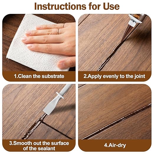 Brown Silicone Caulk Sealant - Caulk for Filling and Repairing Gaps in Wooden Floors, Tile Joints, and Door and Window Frames