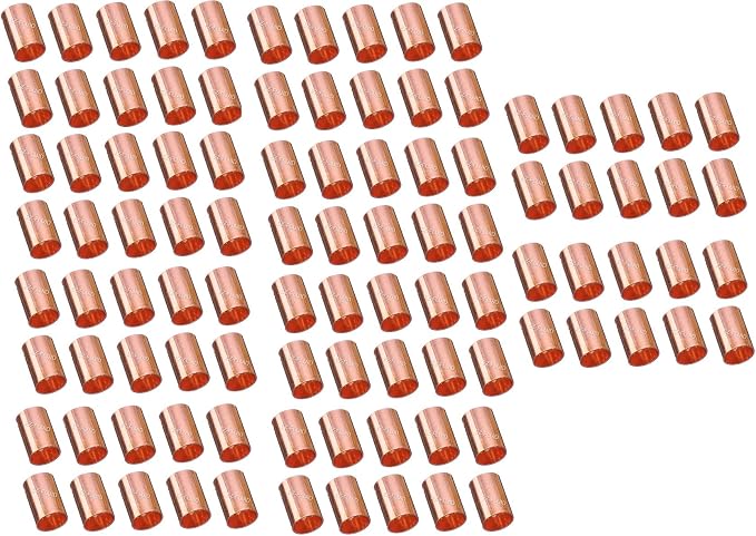 EZ-FLUID Plumbing (Pack of 100) 3/4" C X C LF Copper Slip Coupling Pressure Copper Fitting Without Stop,Sweat Solder Connection for Residential,Commercial.