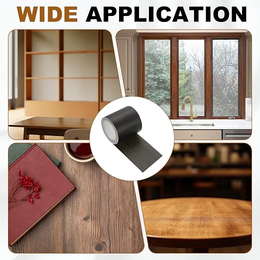 uxcell 2 Pcs Wood Grain Repair Tape, 2.2" x 15ft Self Adhesive Wood Grain Colored Duct Tape Waterproof Repair Patch for Furniture Floor Scratch Fix, Baseboards, DIY Decor, Black