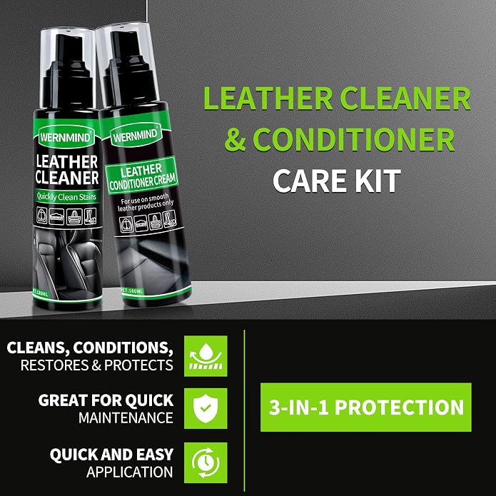 Leather Cleaner Conditioner Car Interiors Care Kit Seat Purses Bags