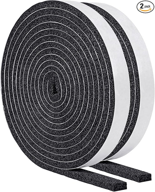 Yotache Open Cell Self-Adhesive Foam Seal Tape 1/2" x1/4", Weather Stripping for Door Insulation, Soundproof, Weatherstrip, 13 FT x 2Pcs