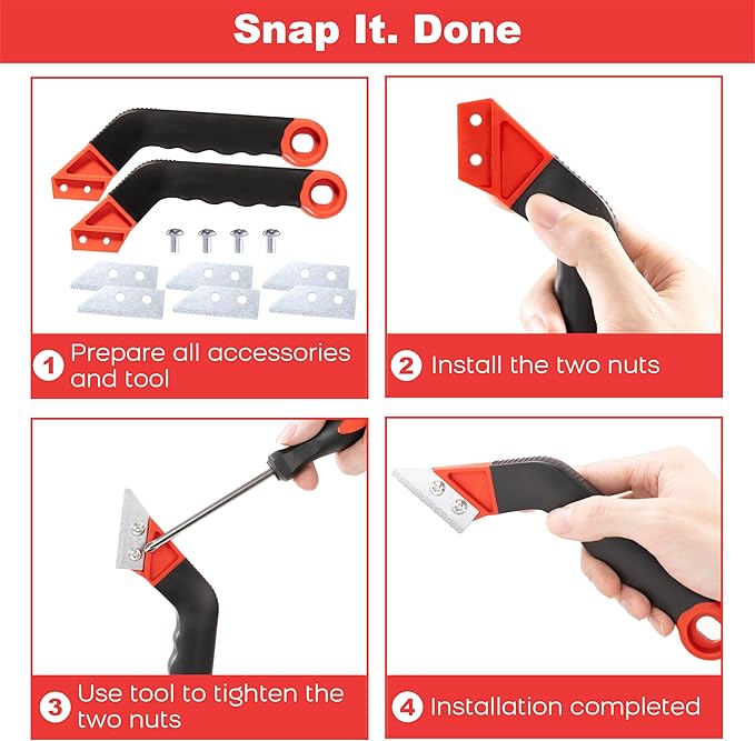 Grout Removal Tool Kit - 10-Piece Gifts for Men, Dad | 2 Scrapers, 6 Blades & 2 Brushes for Tile Grout Scraper & Cleaning, Bathroom, Kitchen, Floor Tiles - Durable & Easy to Use