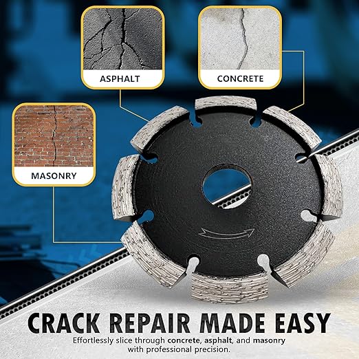 4" Diamond Crack Chaser Blades for Routing and Repairing Cracks in Concrete and Asphalt - 1/4" Width with a 7/8" Non-Threaded Arbor