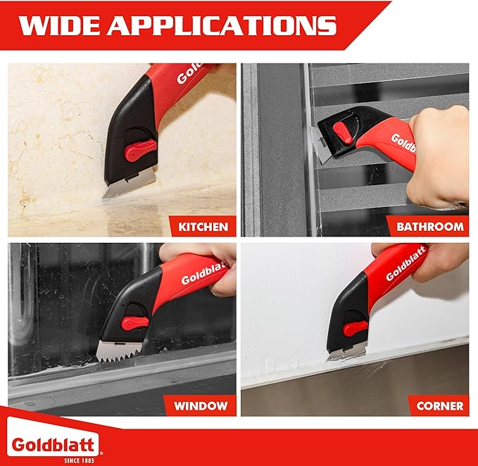 Goldblatt 10PK Replacement Blades - for Caulking Tool Kit G12738, Professional Level Stainless Steel Blades, High Hardness & Long Edge Retention, Blades for Caulking Tools