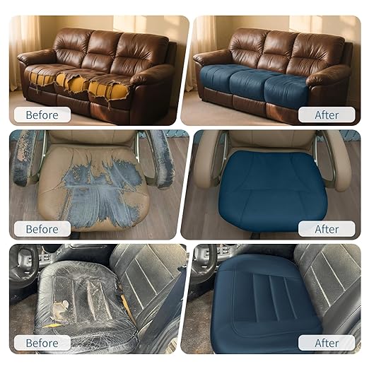 BSZHTECH Leather Repair Tape Self-Adhesive Leather Repair Patch for Couch Furniture Sofas Car Seats Advanced PU Vinyl Leather Repair Kit (Blue, 17X79 inch)