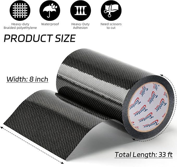 RV Underbelly Tape, Waterproof Flexible Permanent Sealing Adhesive Patch, Heavy Duty Tear Repair Tape for Mobile Home, Camper and Travel Trailer (8" x 33')
