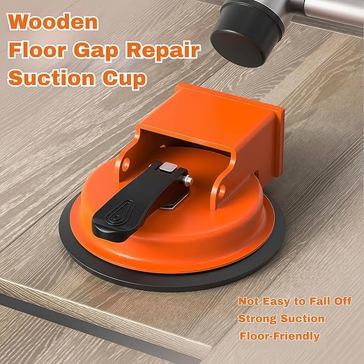 Floor Gap Fixer Tool, Cast Aluminum, Heavy Duty Flooring Repair Kit with Vacuum Suction Cup for Laminate, Vinyl, Wood and Tile Floors (Orange)