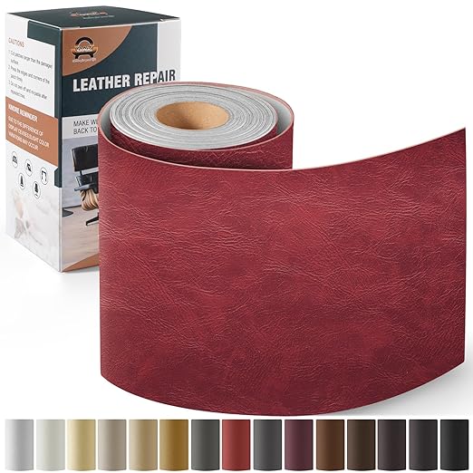 Leather Repair Kit for Furniture 4"x 63" Leather Tape Repair Patch Self Adhesive Sofa Vinyl Repair Patch Kit for Car Seat,Couch,Boat Seat,Chair - Classic Wine red