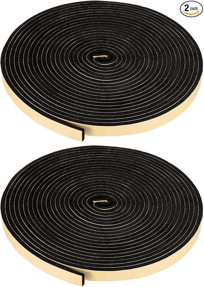PATIKIL Foam Insulation Tape, 2Pcs 3/4" W x 1/4" t x 32.8FT Self Adhesive Weather Stripping Door Seal Strip for Door Window Air Conditioning, Black
