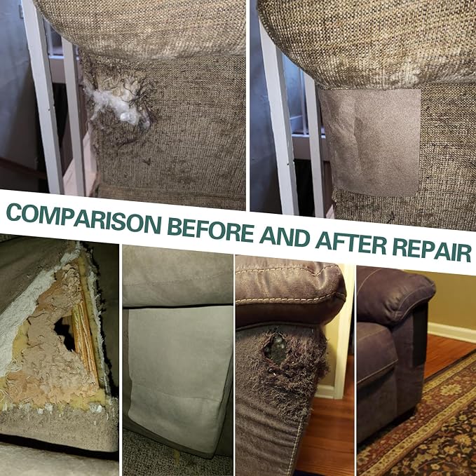 Azobur Couch Patch Repair Fabric,Microfiber Fabric, Self-Adhesive, for Sofa Repair and Upholstery, 2 Pieces, 9.5 x 11 inches (Brown)