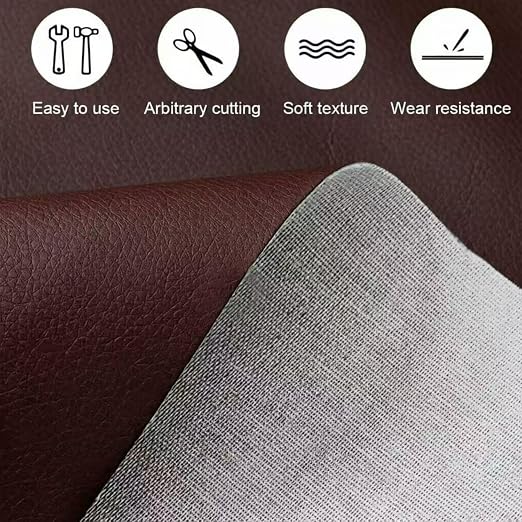 SYRKRC Leather Self Adhesive Leather Repair Set, Leather Repair Patch, Faux Leather Patches, Leather Repair and Renovation for Sofa, Car Seats, Leather headboard, (Reddish Brown, 17 x 79 Inch)