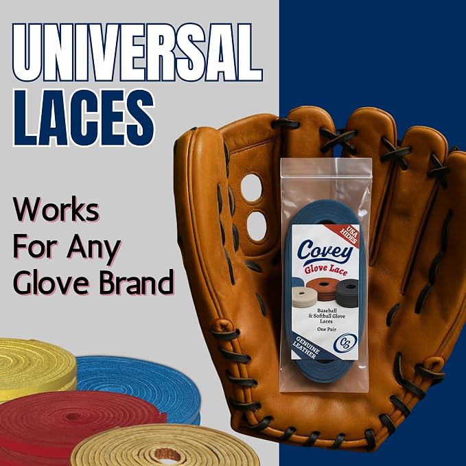 Covey Baseball Glove Lace Kit - 72-Inch Laces for Repair and Relacing | Premium American Rawhide Leather 3/16" Width - Universal Fit for Softball and All Mitt Brands