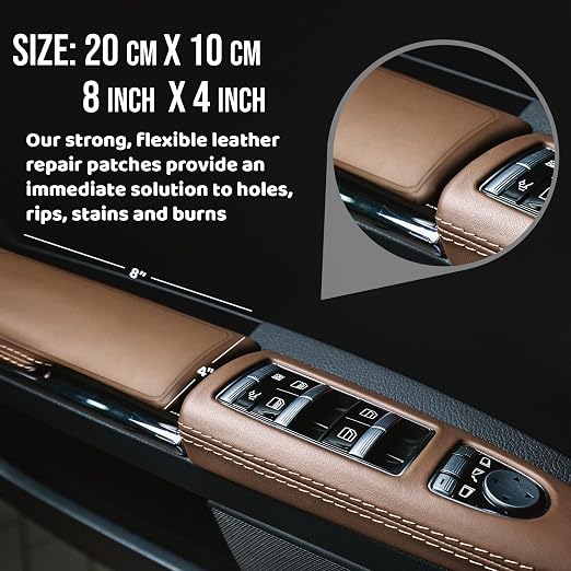MastaPlasta Self-Adhesive Premium Leather Repair Patch - Bronze 8in x 4in (20 x 10 cm). Your Instant Stick-On Upholstery-Quality Leather Repair Kit for Couches, Car Interiors, Bags & DIY