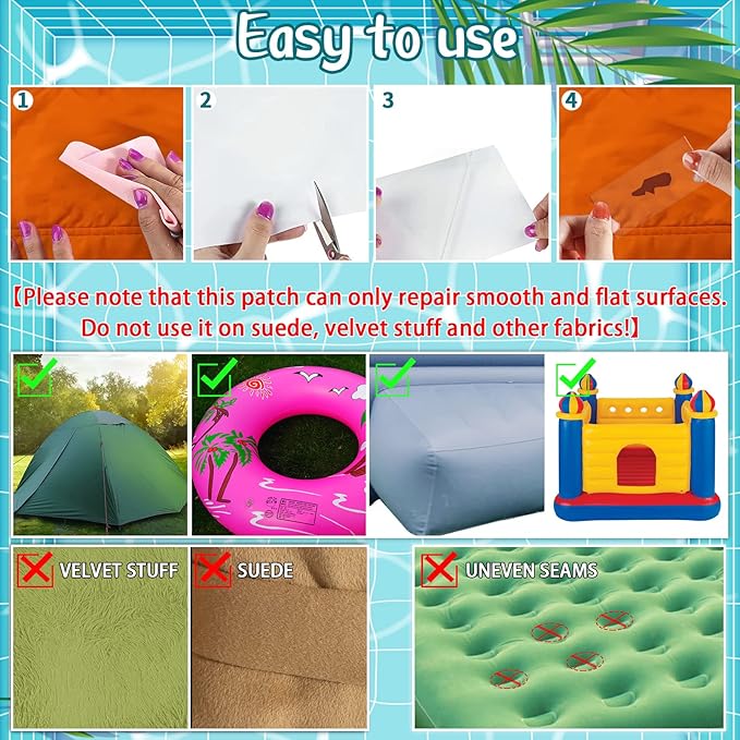 Birllaid 12Pcs Inflatable Patch Repair Kit Waterproof, 3" Pool Repair Patch, Outdoor TPU Repair Patch for Inflatable Pool, Bounce House, Raincoat, Umbrella, Swimming Ring, Large, Clear, Heavy Duty