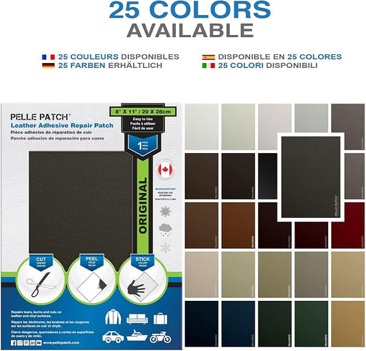 Black Leather Repair Tape - 25 Colors Available - Original 8x11 - Dark Grey