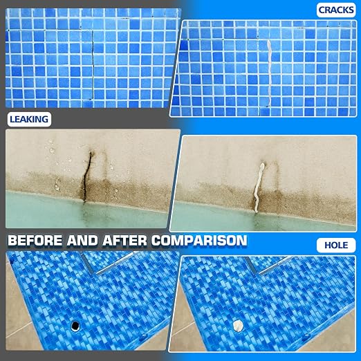 Pool Putty, 12oz Epoxy Putty, 2 Part White Underwater or Above Fast Repair, Fix Leaks, Cracks, Filling, Sculpting for Fixing Swimming Pools, Stone, Ceramic, Plastic, Metal, Wood, Glass and Acrylic