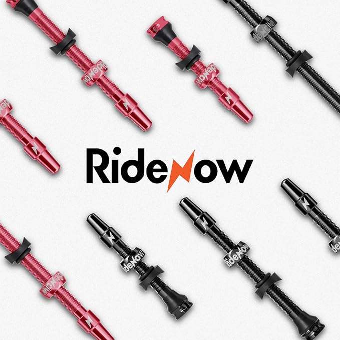 RideNow Tubeless Presta Valve Stems, 85mm Super Light Alloy Presta Tubeless Valve Stem Kit with Valve Core Remover Tool and Valve Stem Caps, Multiple Color and Size Options(Pair),Black