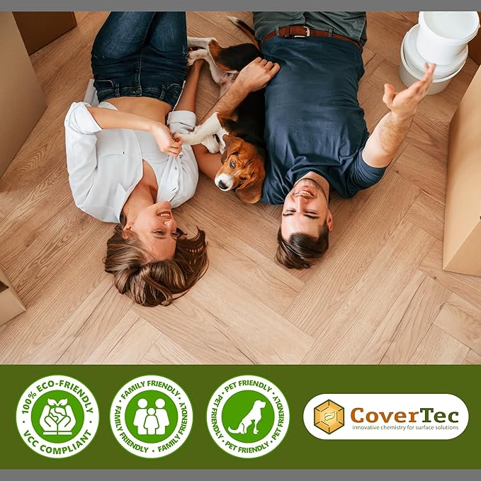 CoverTec GlazeGuard High Gloss Tile & Grout Sealer Kit, Wet Look Shower, Floor & Wall Sealer for Ceramic & Porcelain Tile, Natural Stone, 2-Part A+B, Makes 1 Gallon