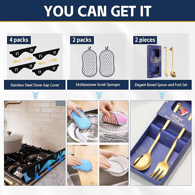 Stove Gap Covers Stainless Steel, Heat Resistant Gap Filler, Adjustable 13.8” to 27.6” Length, 1.05” Wide, Range Trim Kit - KIGJU Side Gap Guards for Stovetop, Kitchen Counter & Oven (Black 4 Pack)
