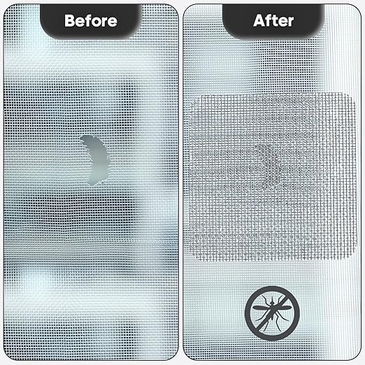 Secopad 28 Sheets Window Screen Patches Repair Kit, Grey/Black 3 Sizes Window Screen Repair Kit for Mesh Screen Door, Strong Adhesive Fiberglass Quick Screen Repair Tape