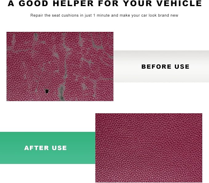 2 PCS Car Leather Repair Kit, 4×8 Inch Waterproof Self Adhesive Leather Repair Patches Kit, Super-Thin Cuttable PU Vinyl Patch Tape for Repairing Car Seats Sofas Chairs (Wine Red)