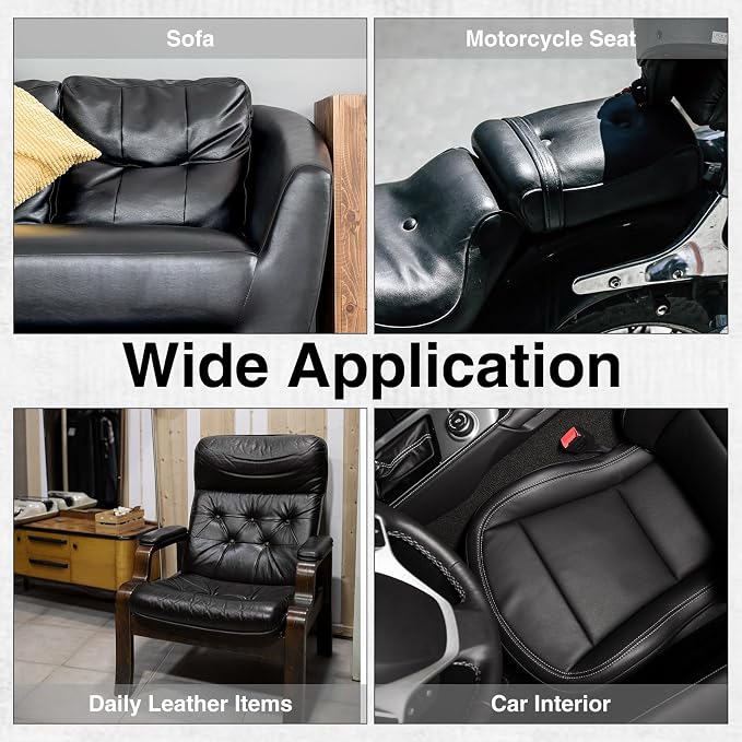 WSICSE 4Pcs Leather Patches for Furniture, 8 x11 Inch Leather Repair Patches Self-Adhesive Repair Kit for Car Seat Repair (Black)