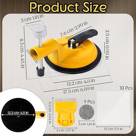 Floor Gap Fixer Tool Heavy Duty - Suction Cup Tile Wood Floor Repair Tool with PVC Adhesive Sheets Felt Pads and Scraper, Noise Reducing Gap Opener for Home
