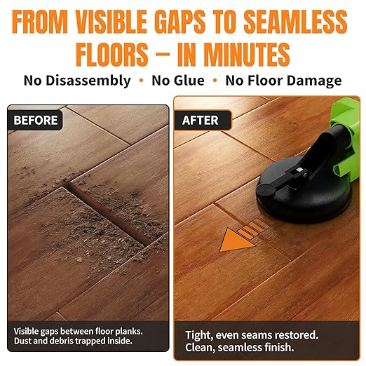 Floor Gap Fix Tool Kit with Suction Cup & Rubber Mallet, Floating Floor Fixer Tool Repair for Laminate, LVP & Engineered Wood, Includes Silicone Pad for Textured Surfaces