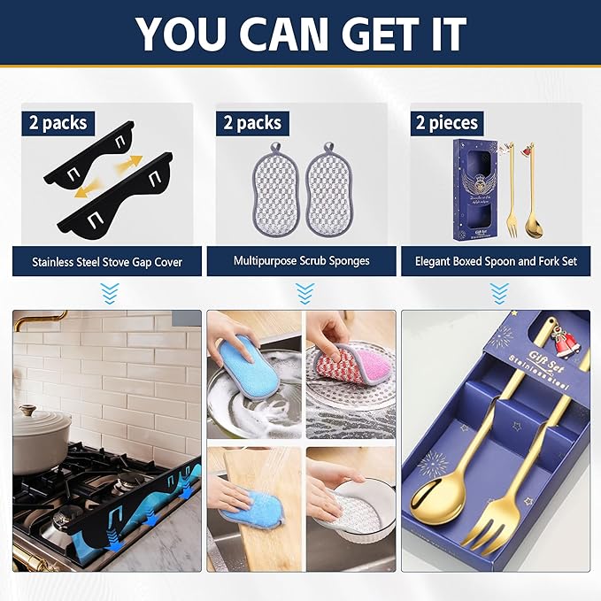 Stove Gap Covers Stainless Steel, Heat Resistant Gap Filler, Adjustable 13.8” to 27.6” Length, 1.05” Wide, Range Trim Kit - KIGJU Side Gap Guards for Stovetop, Kitchen Counter & Oven (Black 2 Pack)