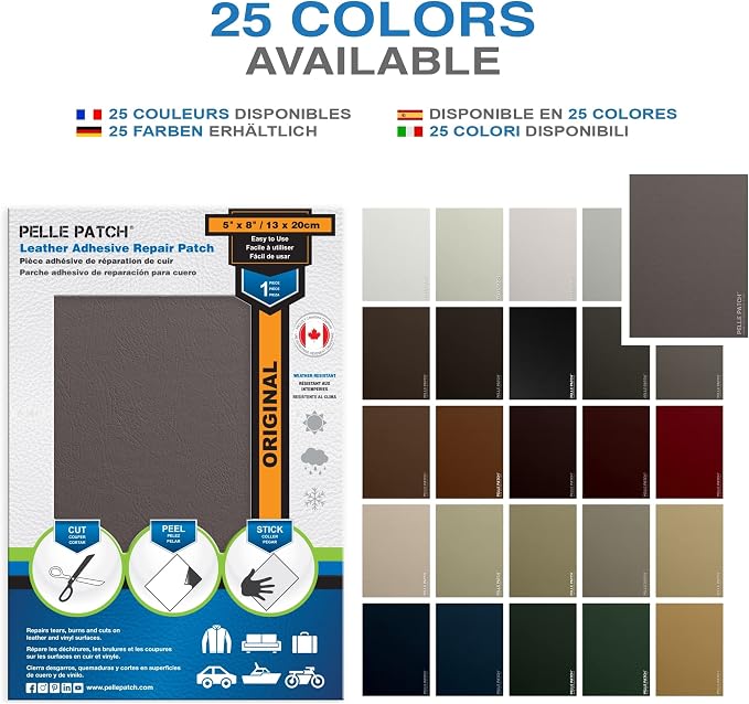 Leather Vinyl Repair Kit - 25 Colors Available - Original 5x8 - Brown-Grey
