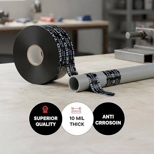 TAPEWELL PVC Tape Corrosion Protection Pipe Wrap Tape, 2" x 100 Ft. 10 Mil Thick, Pack of 3